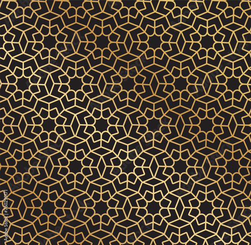 Abstract golden Arabic seamless pattern background