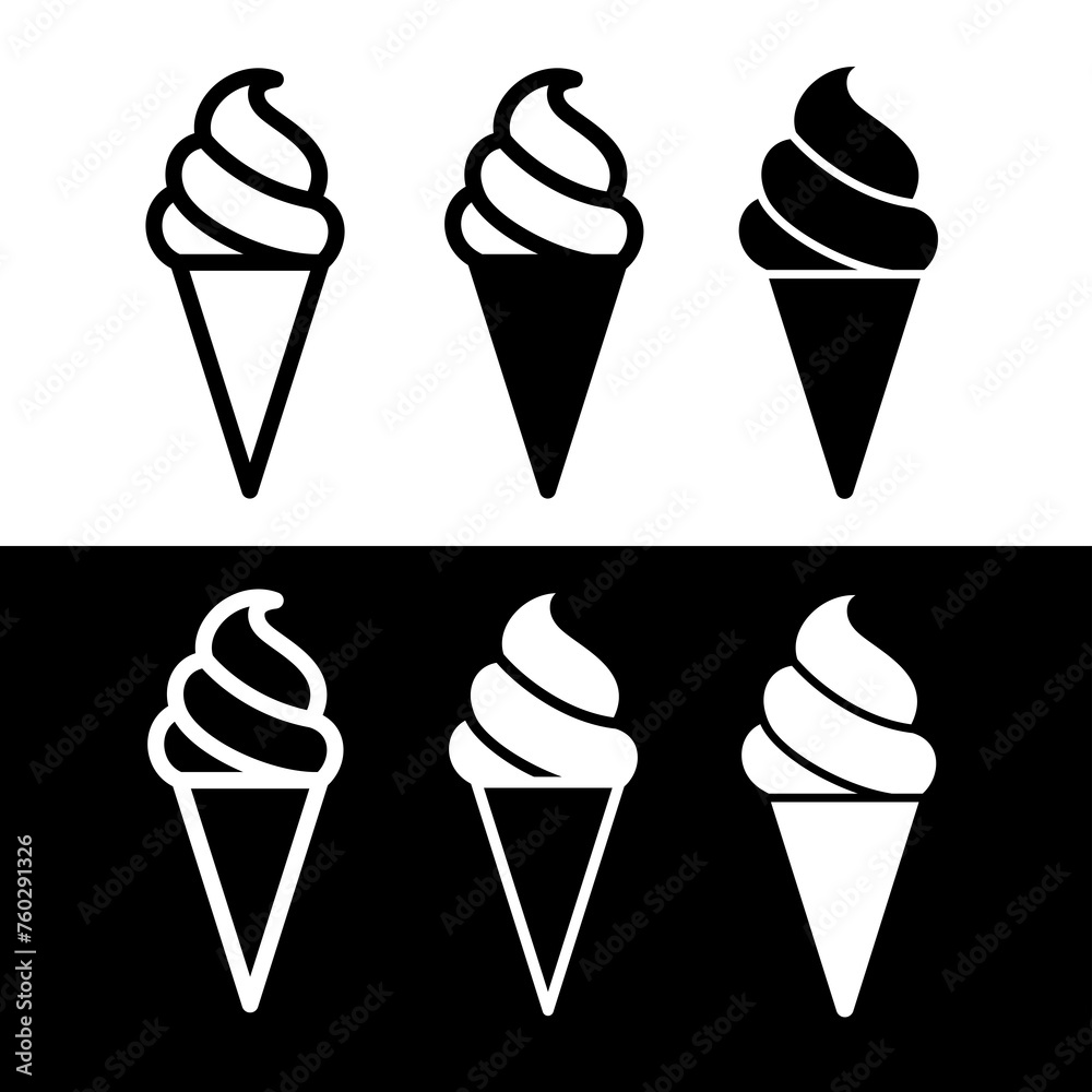 Ice cream icons set. Symbol of dessert, cold or sweet. Ice cream in a waffle cup. Ice cream icons set. Symbol of dessert, cold or sweet. Ice cream in a waffle cup.