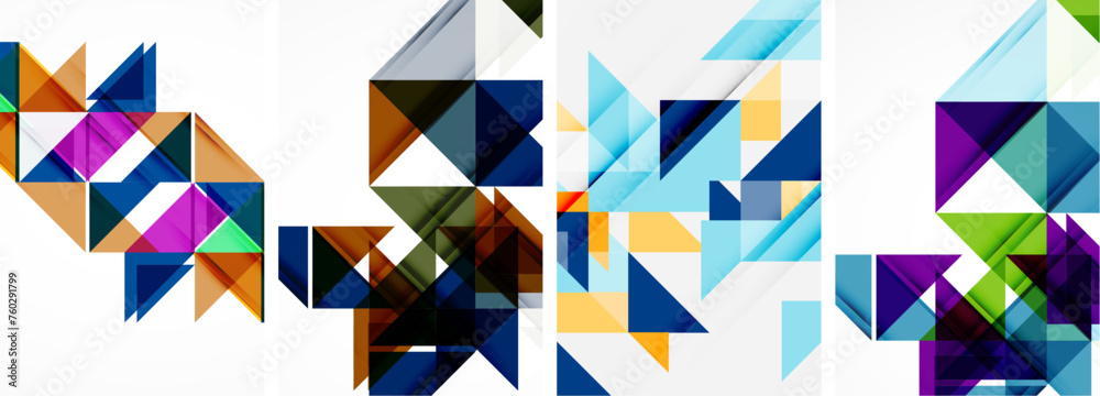 Triangle poster geometric background set Triangle poster geometric background set