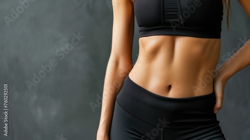 Woman confidently showcasing her slim waist with grace. Ai Generated.