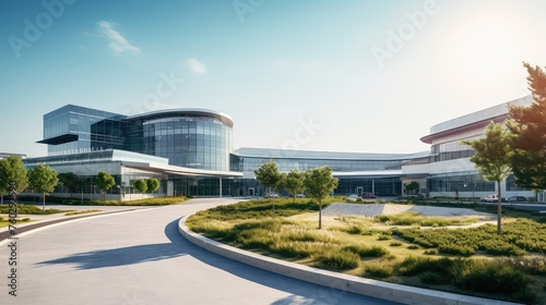 architecture modern hospital building illustration innovation sustainability, efficiency centered, healing environment architecture modern hospital building