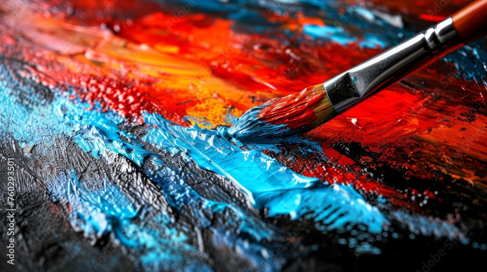 Close-up of Painting Process in Art Studio Close-up of Painting Process in Art Studio