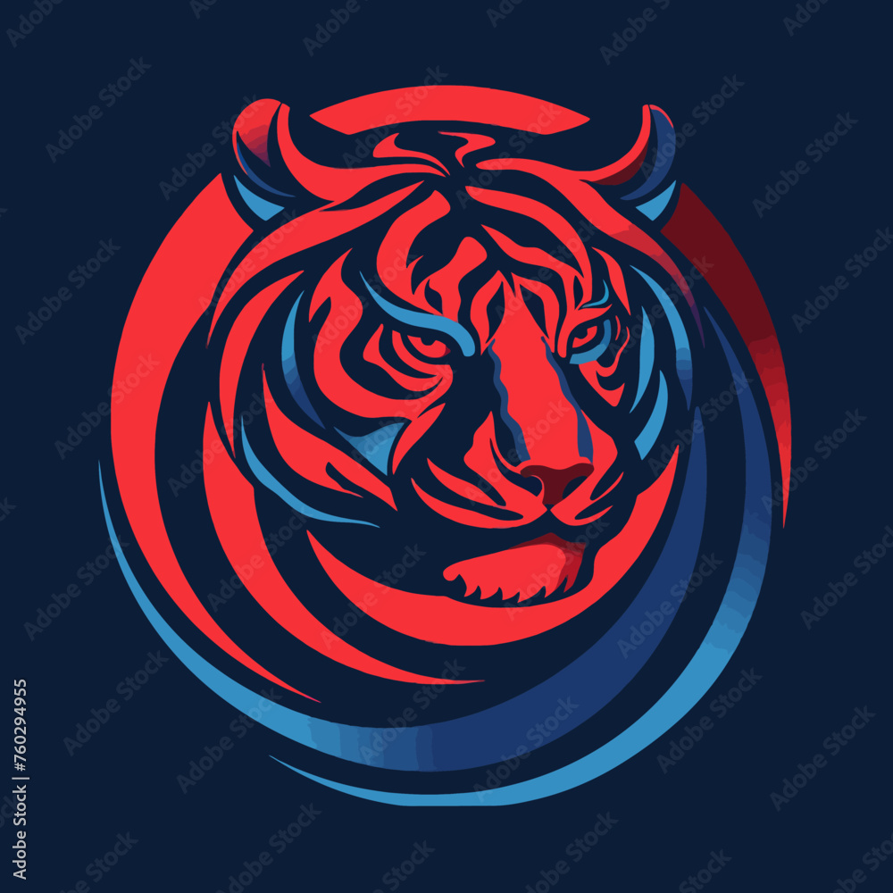 Blue Red Swirl Tiger Logo