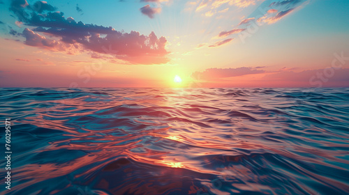 海に映る美しい日の出 © Libra