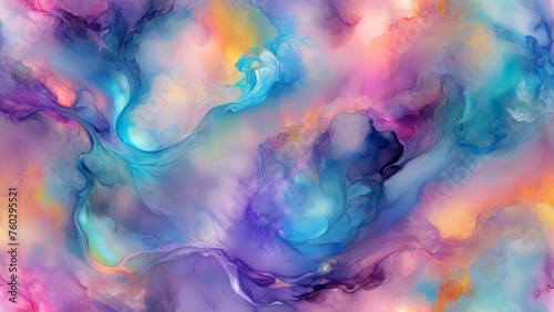 Holographic Hues and Alcohol Ink Gradients in Ultrawide Panoramic HD Painting