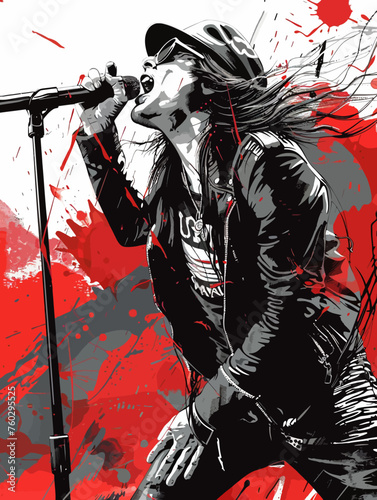 Singer of a band illustration