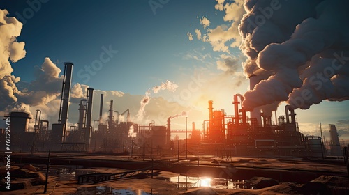 production energy chemical plant illustration process reactor, refinery equipment, industry efficiency production energy chemical plant