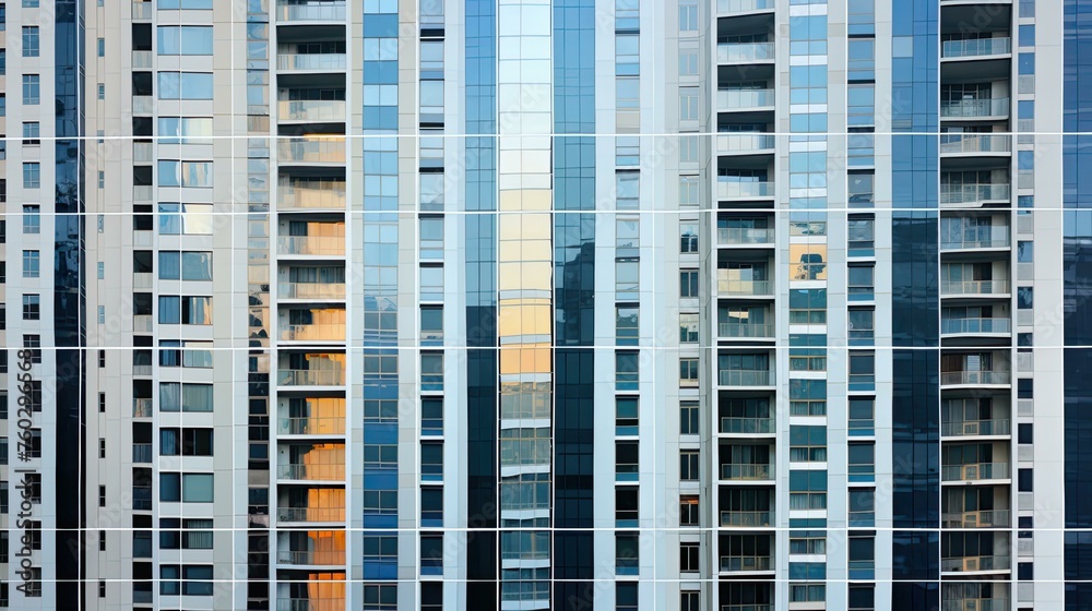 glass facade condominium building illustration sleek urban, architecture city, view amenities glass facade condominium building
