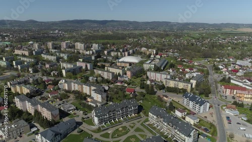 Beautiful Panorama Mountains Estate Krosno Aerial View Poland photo