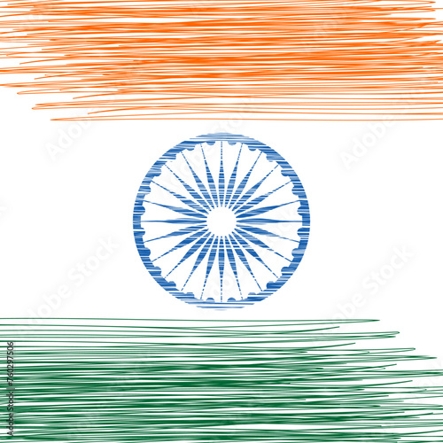 Hand Drawn Indian Tricolor Flag Vector for Independence Day