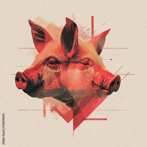 Pig Stylized Design Art