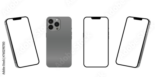 perspective Smartphone mockup. iphone 13 pro mockup. Mock-up white screen iPhone. Vector illustration