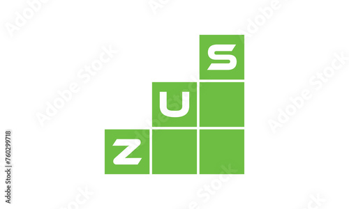 ZUS initial letter financial logo design vector template. economics, growth, meter, range, profit, loan, graph, finance, benefits, economic, increase, arrow up, grade, grew up, topper, company, scale