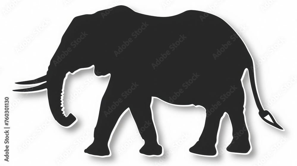 Fototapeta premium Black elephant silhouette, laser cutting path