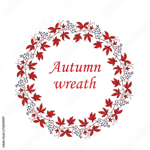 Autumn wreath with Five-leaved ivy, or Virginia creeper