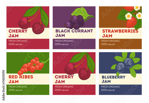Natural and organic fresh jam product stickers