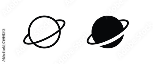Saturn icon. Planet and ring illustration symbol. space line icons set, editable stroke isolated on white, linear vector outline illustration, symbol logo design style