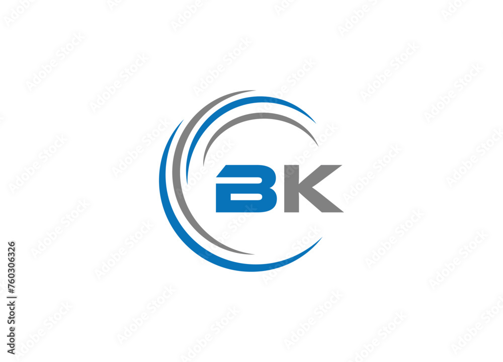  Bk Logo design with square frame line art. - obrazy, fototapety, plakaty 