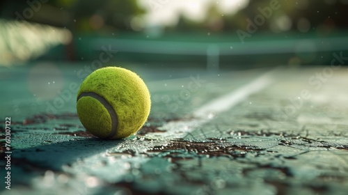 The tennis ball hits the line for a point. © Chaonchai
