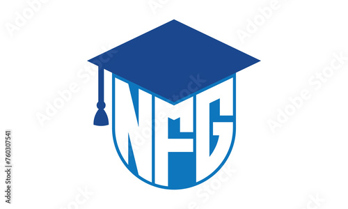 NFG initial letter academic logo design vector template. school college logo, university logo, graduation cap logo, institute logo, educational logo, library logo, teaching logo, book shop, varsity	 photo