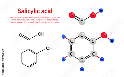 Salicylic acid molecular structure formula photo