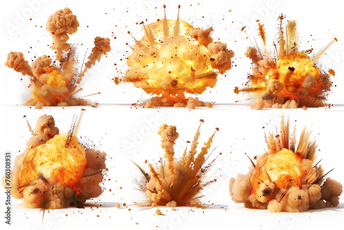 Explosions on white background 