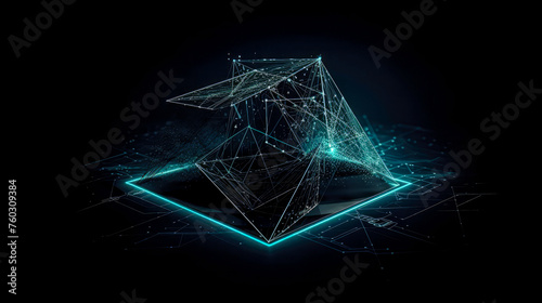 Abstract shape geometric line in the dark background, technology concept