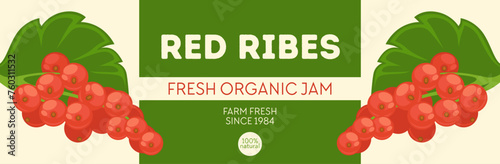 Red ribes farm fresh organic jam product logotype
