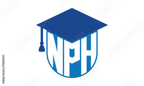 NPH initial letter academic logo design vector template. school college logo, university logo, graduation cap logo, institute logo, educational logo, library logo, teaching logo, book shop, varsity	 photo