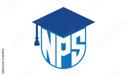 NPS initial letter academic logo design vector template. school college logo, university logo, graduation cap logo, institute logo, educational logo, library logo, teaching logo, book shop, varsity	