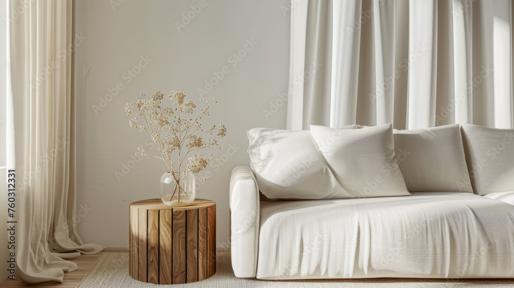Minimalist home decor design with a sofa and white walls Minimalist home decor design with a sofa and white walls