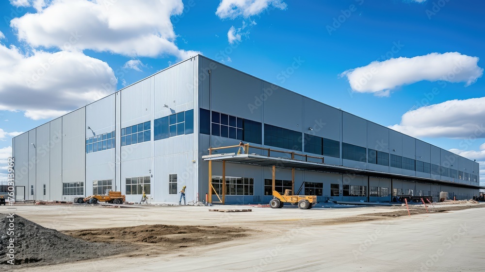 production construction factory building illustration facility warehouse, structure development, engineering architecture production construction factory building