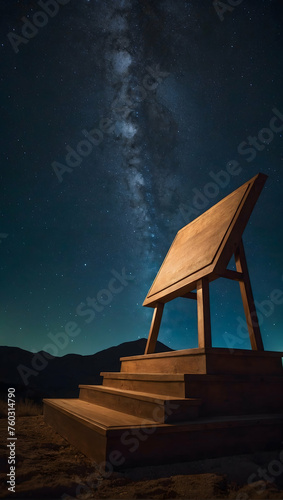 Triangular Podium against a Starry Night Sky