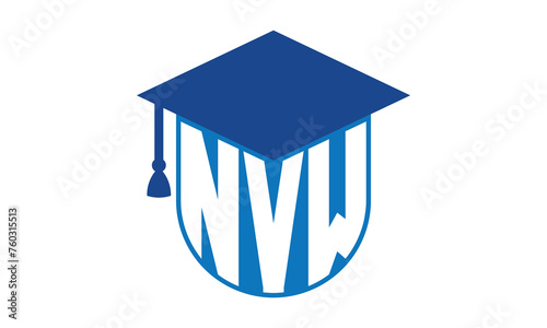 NVW initial letter academic logo design vector template. school college logo, university logo, graduation cap logo, institute logo, educational logo, library logo, teaching logo, book shop, varsity	 photo