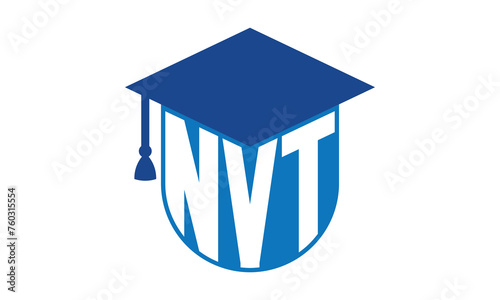 NVT initial letter academic logo design vector template. school college logo, university logo, graduation cap logo, institute logo, educational logo, library logo, teaching logo, book shop, varsity	 photo