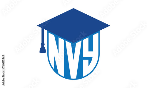 NVY initial letter academic logo design vector template. school college logo, university logo, graduation cap logo, institute logo, educational logo, library logo, teaching logo, book shop, varsity	 photo