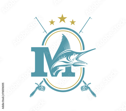 Marlin Fishing Logo Letter M