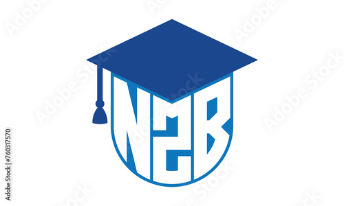 NZB initial letter academic logo design vector template. school college logo, university logo, graduation cap logo, institute logo, educational logo, library logo, teaching logo, book shop, varsity	 photo