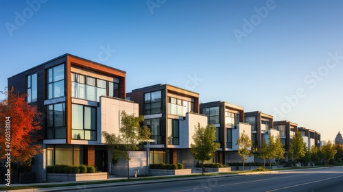 architecture residential townhouse building illustration design construction, modern urban, neighborhood community architecture residential townhouse building © sevector
