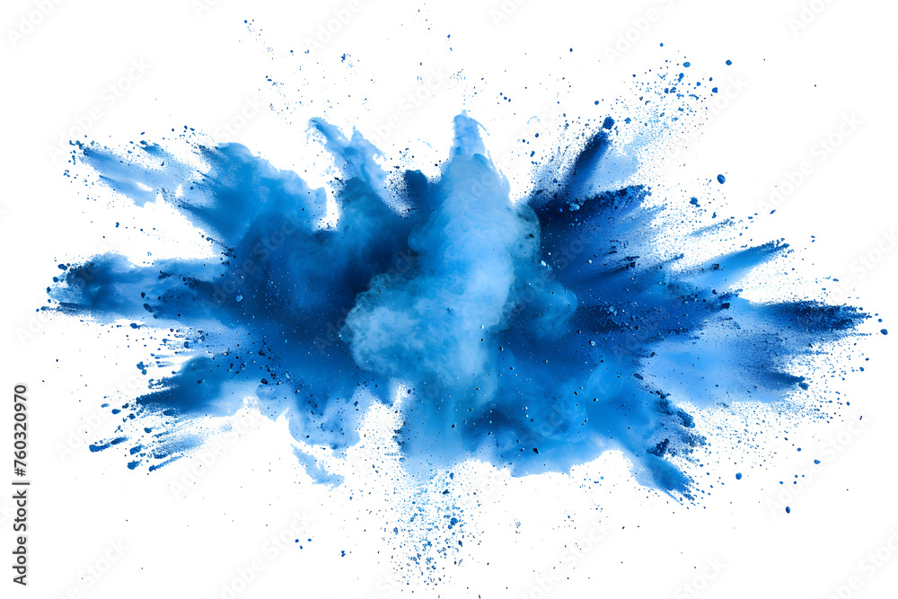 Abstract bright blue dust explosion on white background Abstract bright blue dust explosion on white background