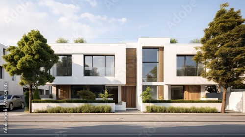 urban modern townhouse building illustration design architecture, spacious stylish, chic trendy urban modern townhouse building