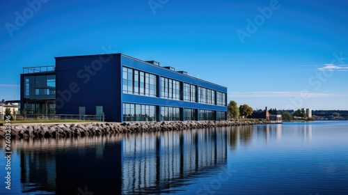 glass blue office building illustration corporate urban, business facade, windows sky glass blue office building © sevector