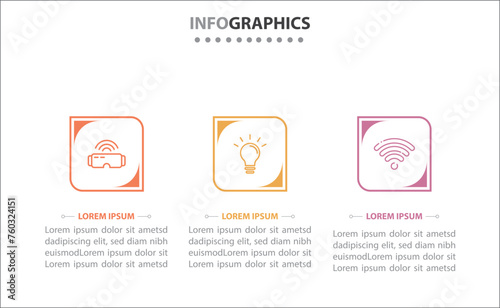 Vector business template for presentation. Timeline infographic design element and number options. Business concept with 3 steps. Can be used for workflow layout, diagram, annual report, web design.