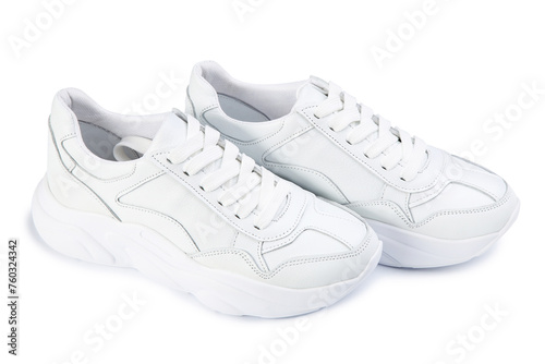 Pair of white shoes isolated on white background