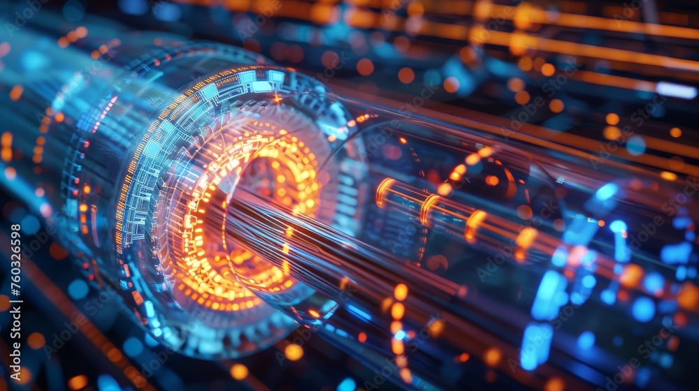 Fototapeta premium Elaborate blueprint illustrates complex structure of fiber optic cable system