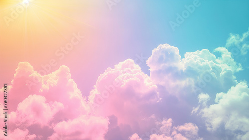 multicolor sky with fluffy cloud landscape background