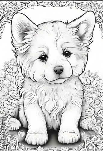 かわいい塗り絵に使える子犬のイラスト © トモヤ コソノ