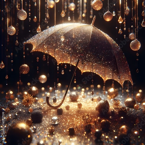 Glitter umbrella,3d render.
 photo