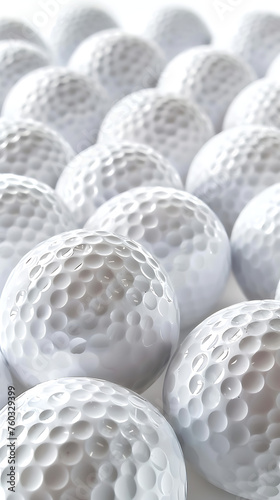 Golf Balls Pile with Ample Copy-Space on White Background, Generative Ai