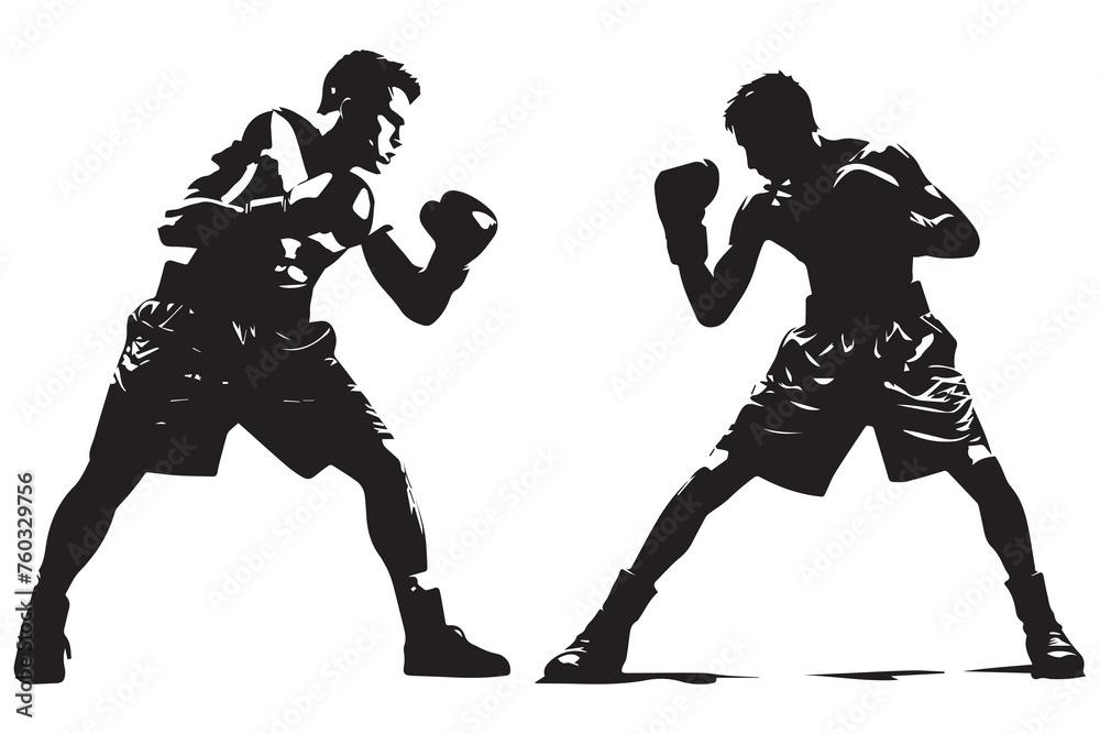 Vector silhouettes of two men boxing Vector silhouettes of two men boxing